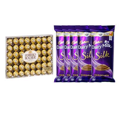 Send Ferrero Rocher With Dairy Milk Silk Chocolates Online In Kerala